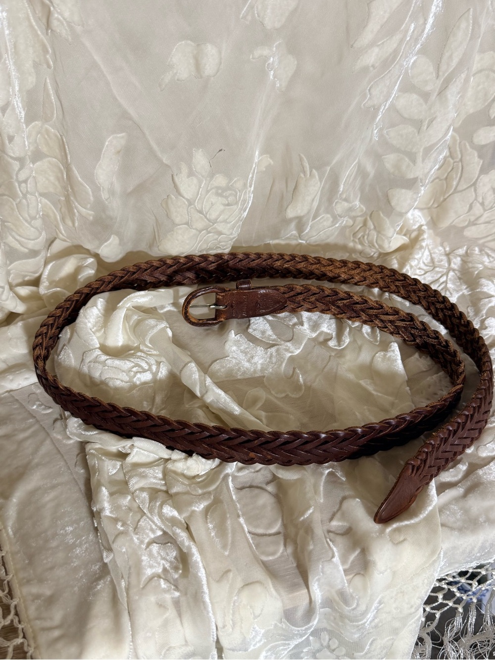 Braided Brown Leather Belt from Argentina size 40